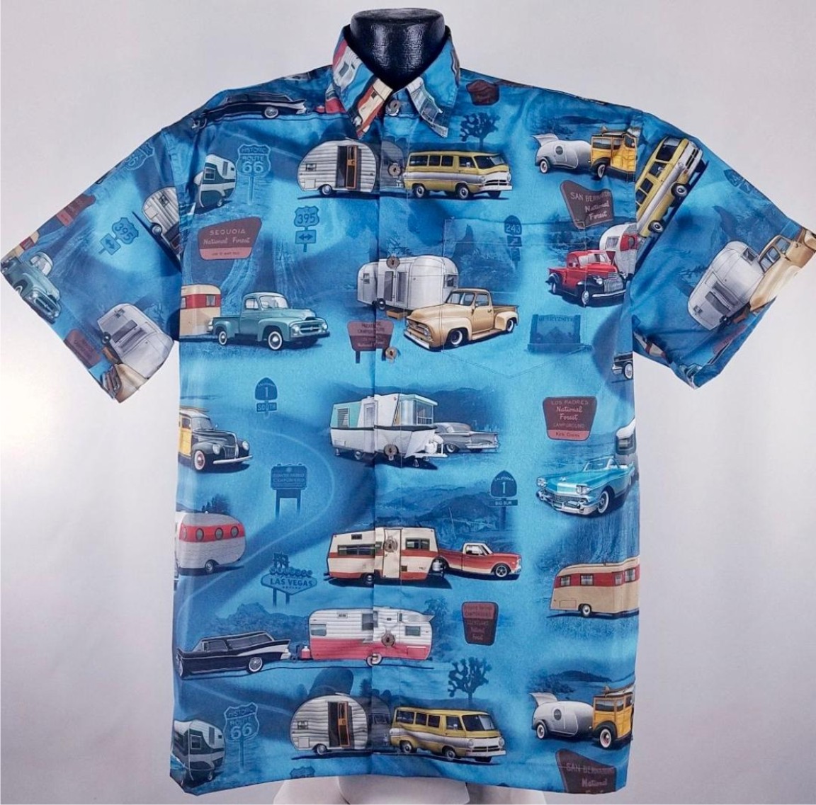Vintage Travel Trailers Hawaiian Shirt- Made in USA